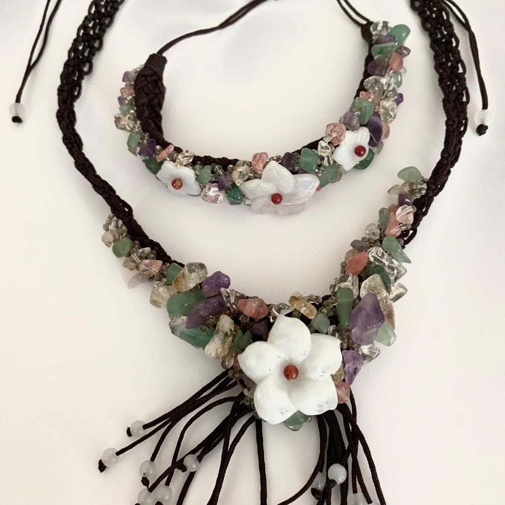 Handcrafted Braided String Rope Necklace Set